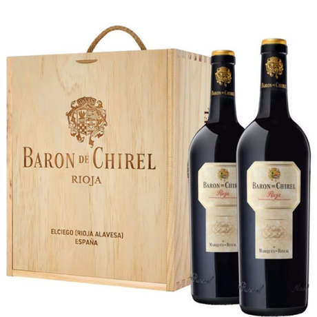 2 bottles of Baron de Chirel Reserva 2020 with wooden case