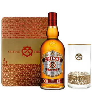 Chivas Regal 12 Metal case + glass
