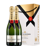2 bottles of moet in twin set case